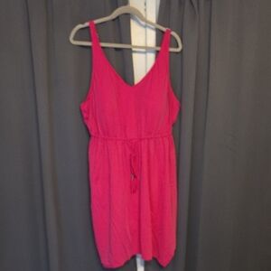 D&Co Beach Women's Swim Dress Hot Pink Drawstring Waist Bra Adjystable‎ 28W EUC